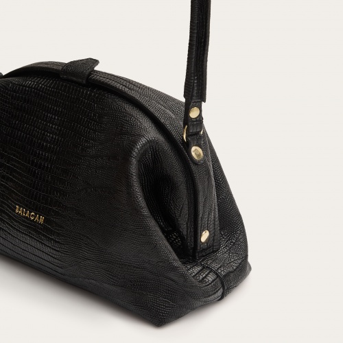 Hug bag torebka M, czarny wzór jaszczurki | Balagan Studio