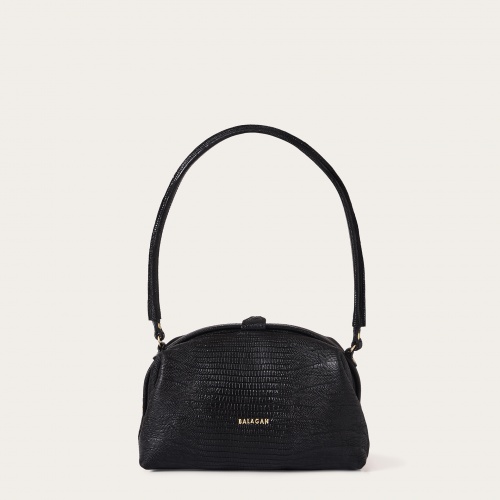 Hug Bag M, black lizard...