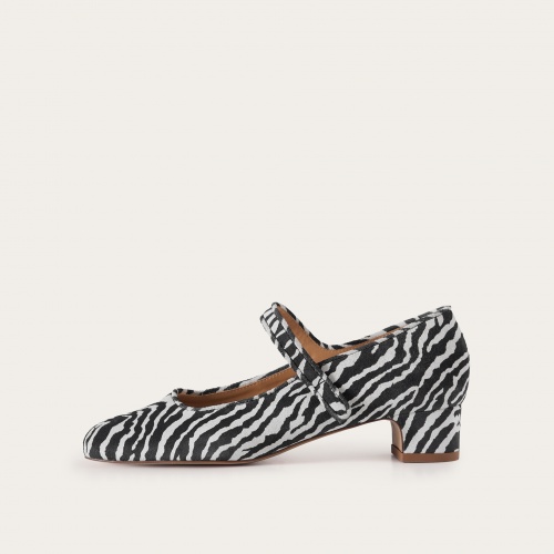 Dora Low Heels, zebra velvet | Balagan Studio