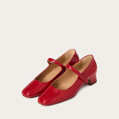 Dora Low Heels, glossy red | Balagan Studio