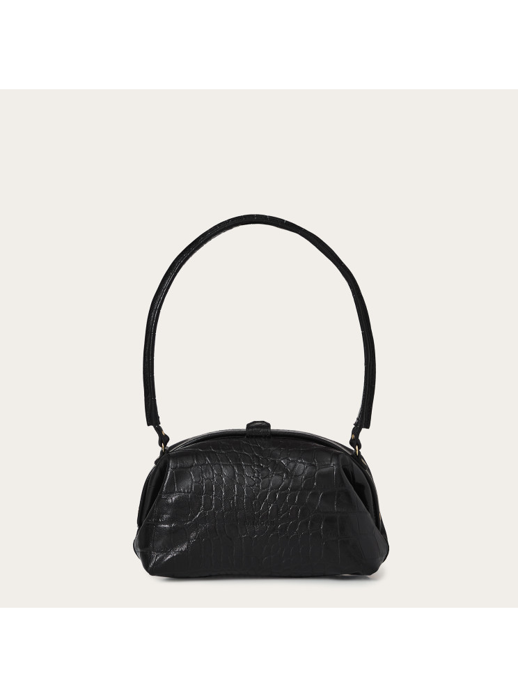 Hug Bag Tasche M, schwarze Krokoprägung | Balagan Studio
