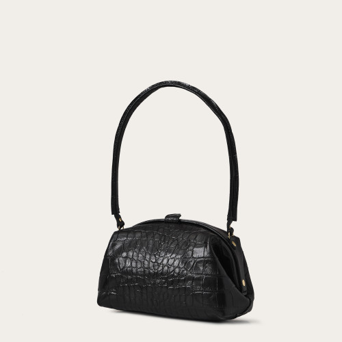 Hug bag torebka M, czarny wzór krokodyla OUTLET | Balagan Studio