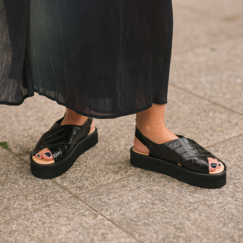 Sheikh Sandals, black croco | Balagan Studio