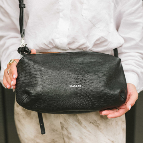 Marianne Bag M, black lizard | Balagan Studio