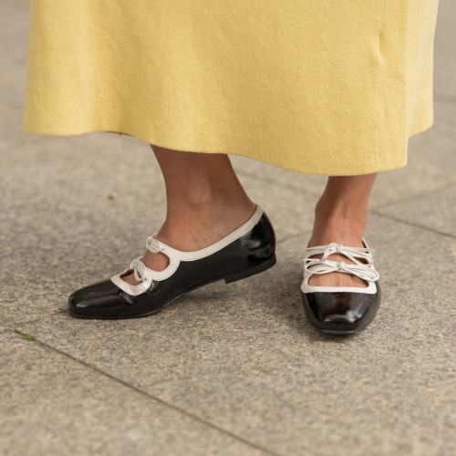 Shirley baleriny, czarno-biały połysk | Balagan Studio