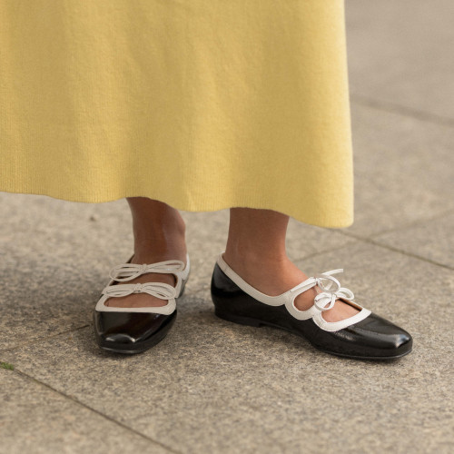 Shirley baleriny, czarno-biały połysk | Balagan Studio