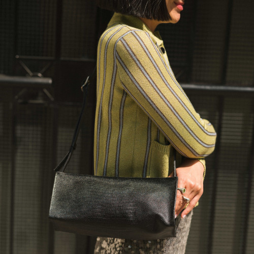 Monique torebka M, czarny wzór jaszczurki | Balagan Studio