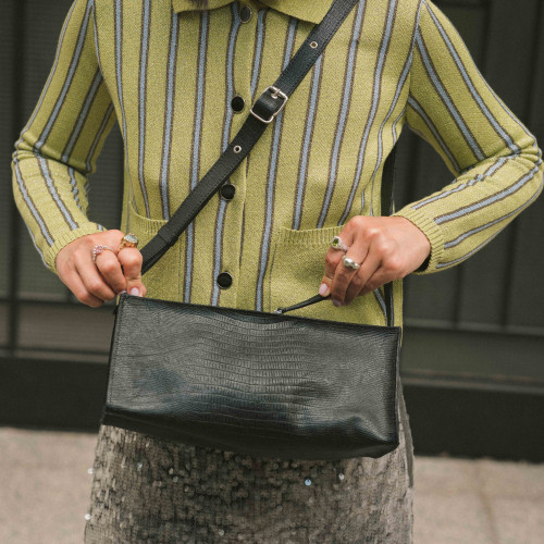 Monique torebka M, czarny wzór jaszczurki | Balagan Studio