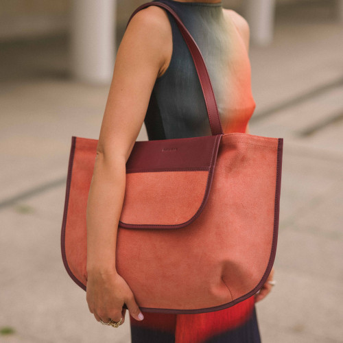 Picnic Tote torba XL, brzoskwiniowy welur | Balagan Studio