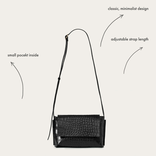 Ashley Bag S, black croco | Balagan Studio