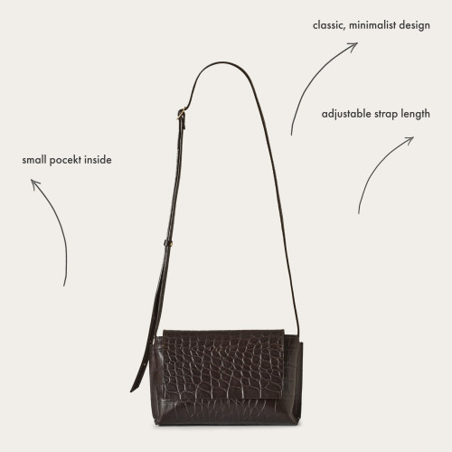 Ashley torebka S, brązowy wzór krokodyla | Balagan Studio