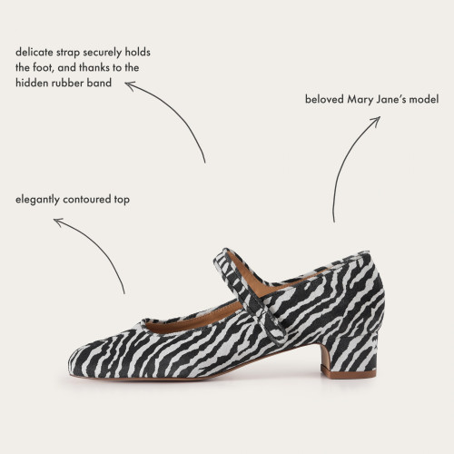 Dora Low Heels, zebra velvet | Balagan Studio