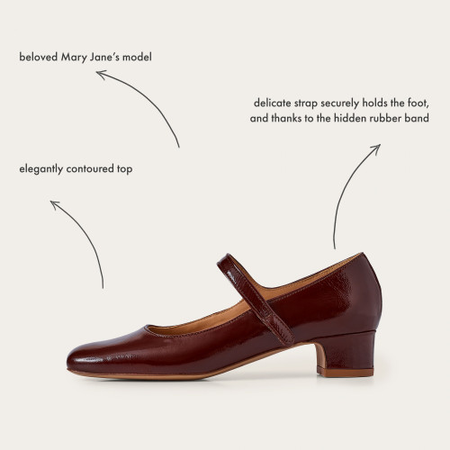 Dora Low Heels, burgundy gloss | Balagan Studio