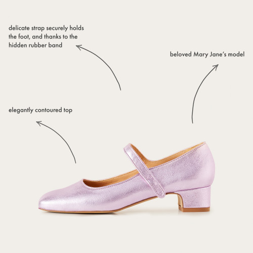 Dora Low Heels, metallic pink | Balagan Studio