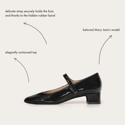 Dora czółenka na niskim obcasie, czarny połysk | Balagan Studio