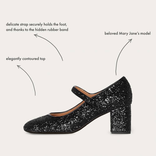 Dora High Heels, black glitter | Balagan Studio