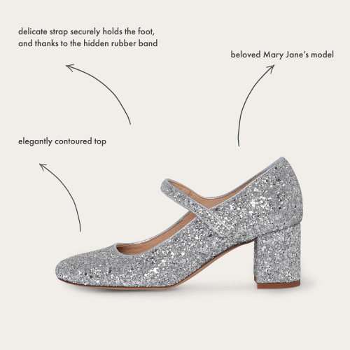 Dora High Heels, silver glitter | Balagan Studio