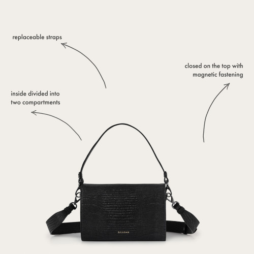 Gala torebka M, czarny wzór jaszczurki | Balagan Studio