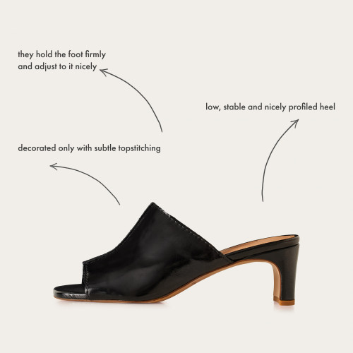 Ginaa slides, glossy black | Balagan Studio