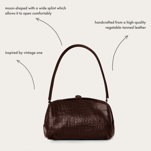 Hug bag torebka M, brązowy wzór krokodyla | Balagan Studio