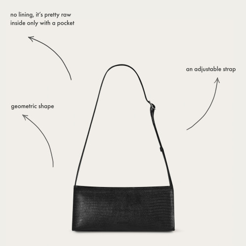 Monique torebka M, czarny wzór jaszczurki | Balagan Studio