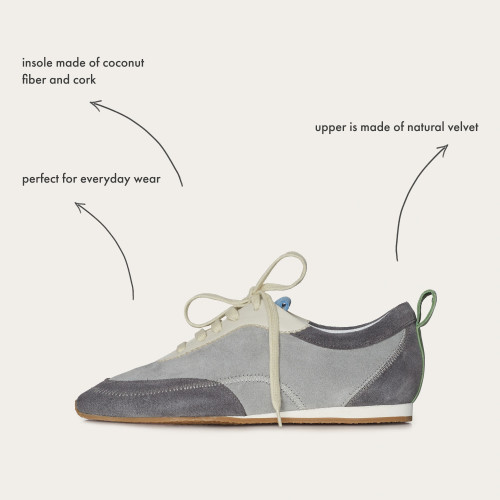 Ritza sneakersy, szary welur | Balagan Studio