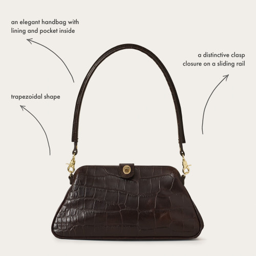 Rofe Vintage torebka M, brązowy wzór krokodyla OUTLET | Balagan Studio