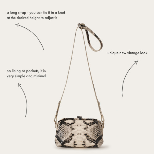 Rofe Bag S, off white python pattern OUTLET | Balagan Studio