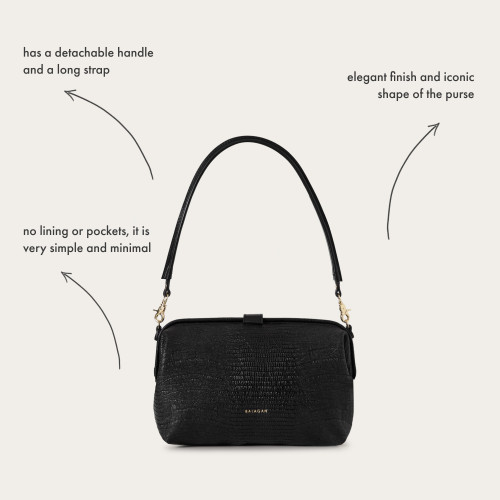 Rofe torebka L, czarny wzór jaszczurki | Balagan Studio