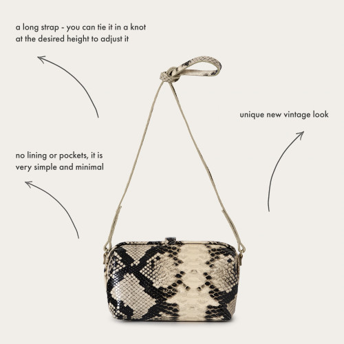 Rofe Bag M, off white python pattern | Balagan Studio