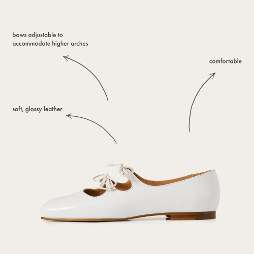 Shirley baleriny, biały połysk | Balagan Studio