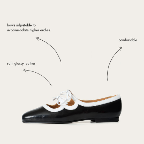 Shirley baleriny, czarno-biały połysk | Balagan Studio