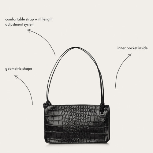Suzanne Bag M, black croco | Balagan Studio