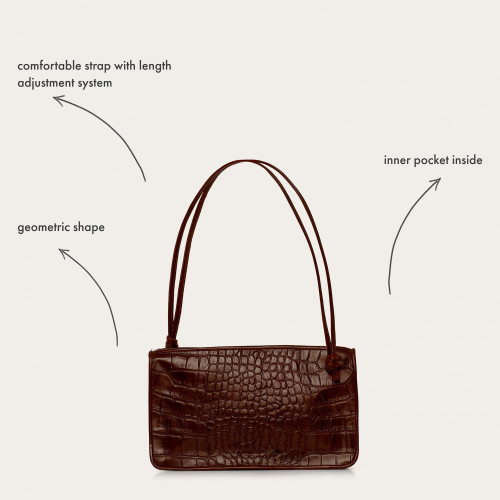 Suzanne torebka M, brązowy wzór krokodyla | Balagan Studio