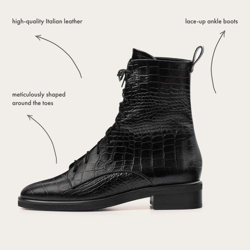 Tzava Boots, black croco | Balagan Studio