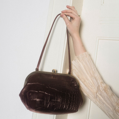 Sicily Bag M, brown croco | Balagan Studio