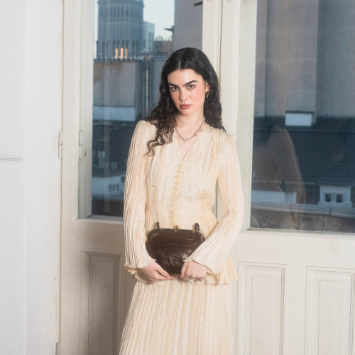 Sicily torebka M, brązowy wzór krokodyla | Balagan Studio