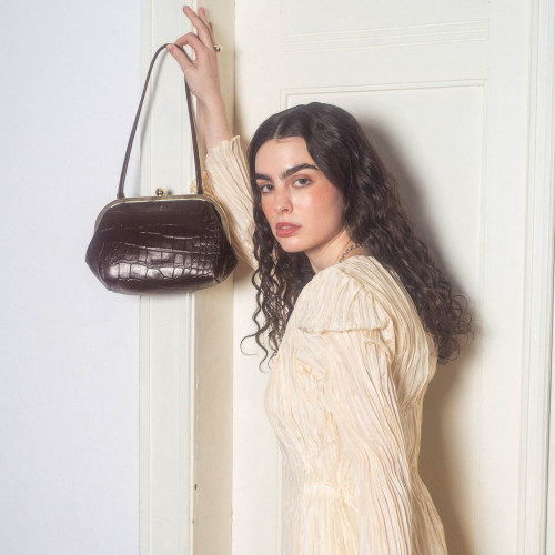 Sicily Bag M, brown croco | Balagan Studio