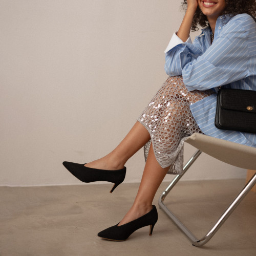 Schpitz czółenka, czarny zamsz | Balagan Studio