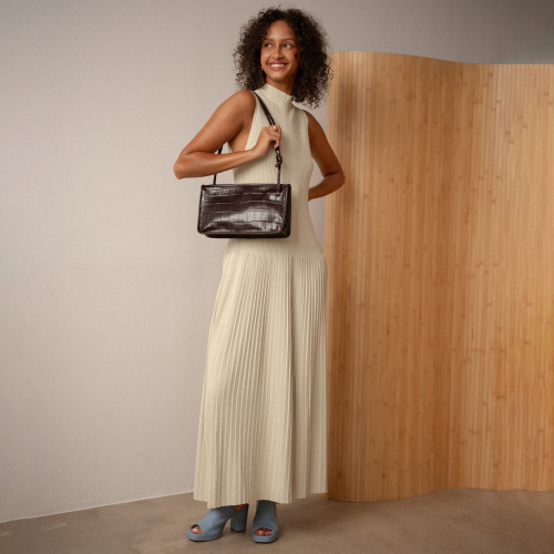 Suzanne torebka M, brązowy wzór krokodyla | Balagan Studio