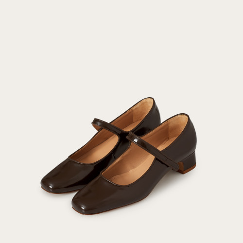 Dora Low Heels, glossy brown | Balagan Studio