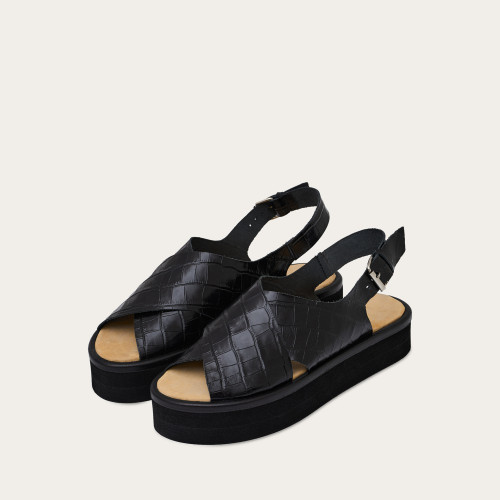 Sheikh sandały, czarny wzór krokodyla | Balagan Studio