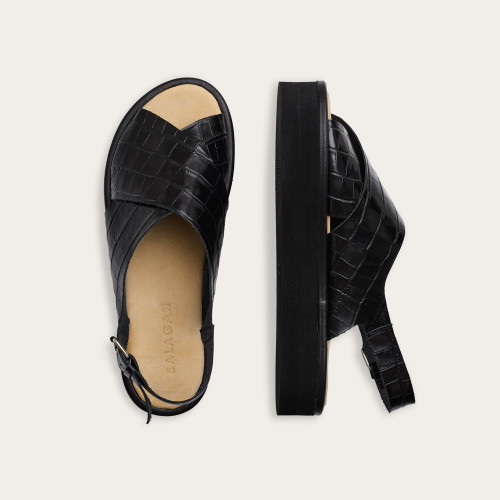 Sheikh Sandals, black croco | Balagan Studio