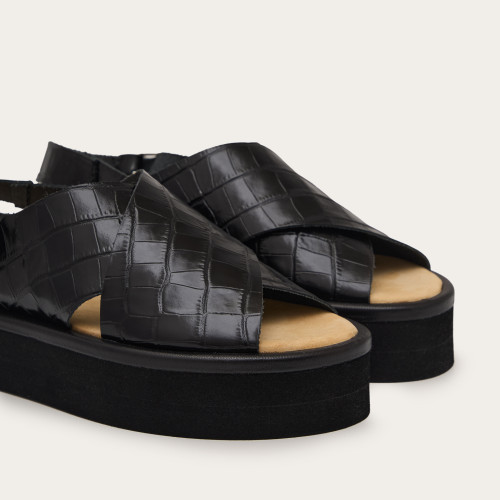 Sheikh Sandals, black croco | Balagan Studio