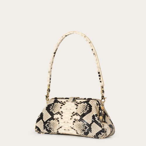 Rofe Vintage Bag M, off white python pattern | Balagan Studio