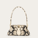 Rofe Vintage Bag M, off white python pattern
