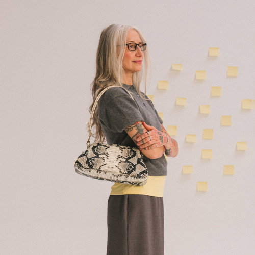 Rofe Vintage torebka M, złamana biel wzór pytona | Balagan Studio