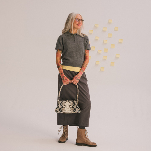 Rofe Vintage torebka M, złamana biel wzór pytona | Balagan Studio