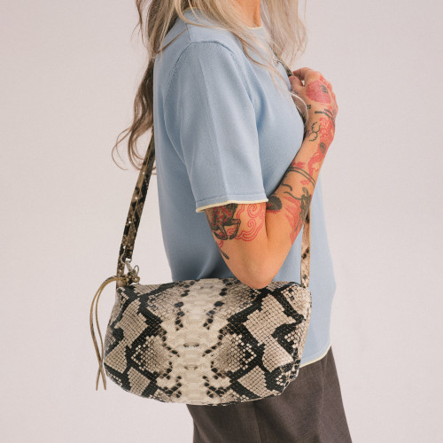 Marianne Bag M, off white python pattern | Balagan Studio