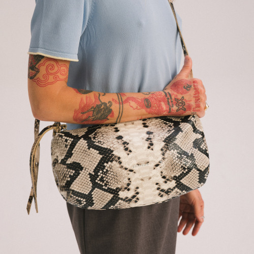 Marianne Bag M, off white python pattern | Balagan Studio